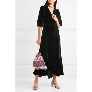 Ganni aldine velvet silk blend Wrap Maxi dress